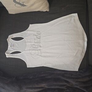 Bride rhinestone small white tank new